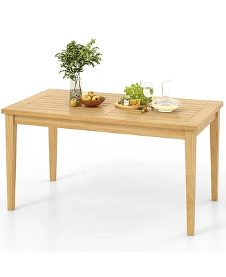 Outdoor Teak Wood Coffee Table with Slatted Tabletop for Balcony