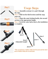 Naturehike 1pc Carbon Fiber Trekking Poles, Ultralight Foldable Hiking Poles, Adjustable 115-135cm, Eva Grip, Tungsten Tip, Hiking & Mountaineering Ge