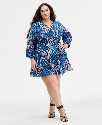Nina Parker Trendy Plus Crinkle Wrap Dress