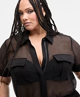 Nina Parker Trendy Plus Mesh Utility Romper