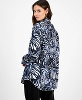 Tahari Asl Women's Printed Button-Front Blouse