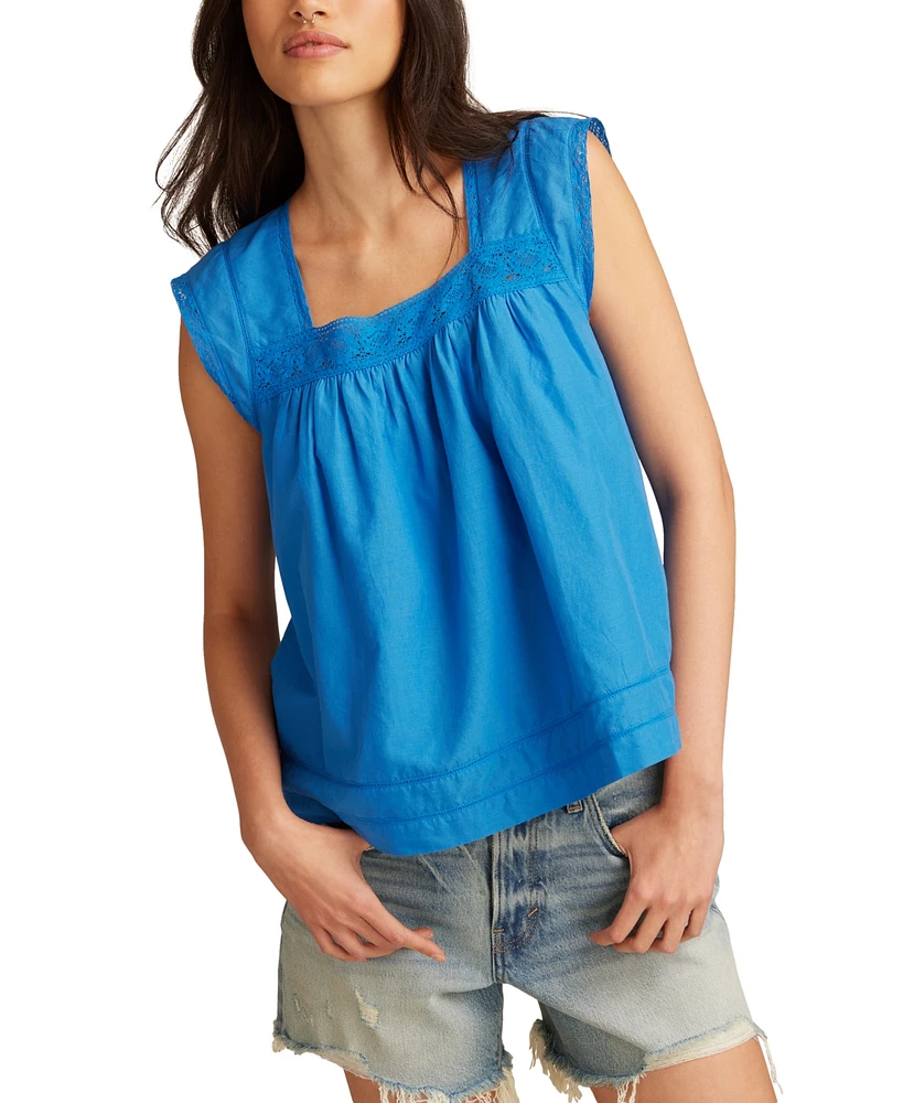 Lucky Brand Women's Cotton Lace-Trim Tank Top