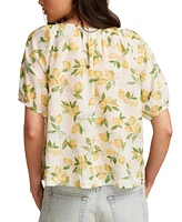 Lucky Brand Women's Cotton Lemon-Print Babydoll Top
