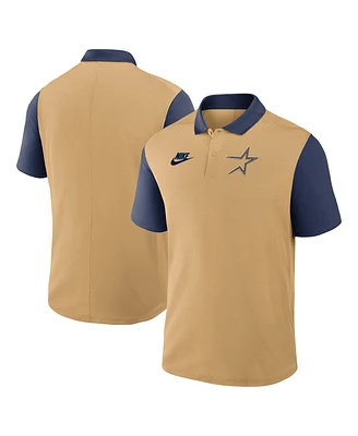 Nike Men's Gold/Navy Houston Astros Cooperstown Collection Color-Block Victory Performance Polo Shirt