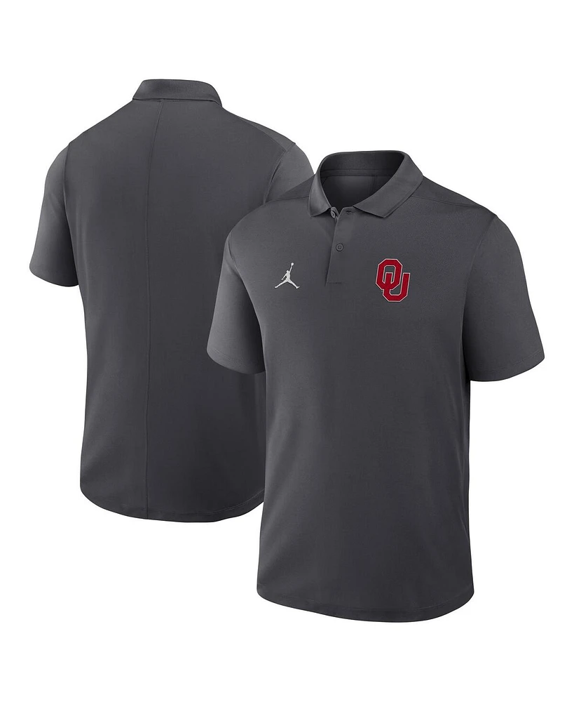 Jordan Men's Anthracite Oklahoma Sooners Primetime Victory Primary Logo Performance Polo Shirt