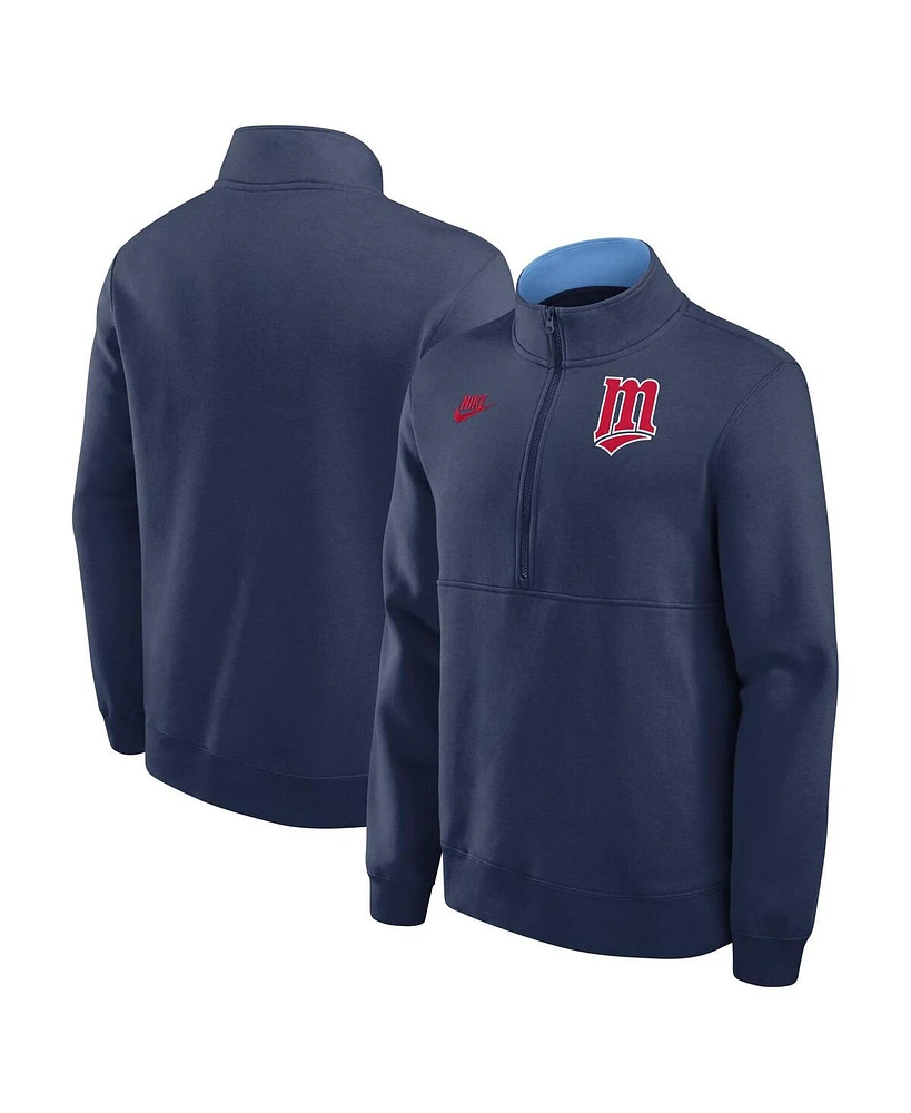 Nike Men's Navy Minnesota Twins Cooperstown Collection Fleece Half-Zip Pullover Sweatshirt