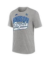 Nike Men's Heather Gray Kansas City Royals Cooperstown Collection Retro Tri-Blend T-Shirt