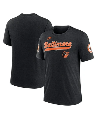 Nike Men's Heather Black Baltimore Orioles Cooperstown Collection Eras Tri-Blend T-Shirt