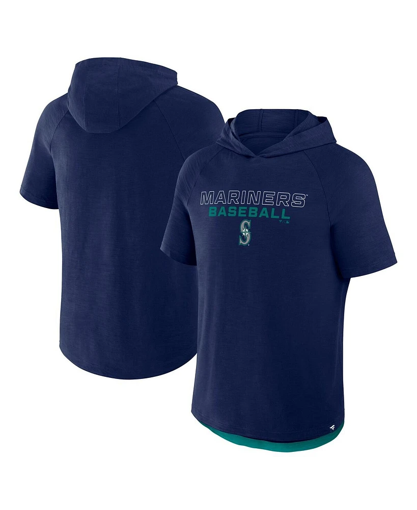 Fanatics Men's Navy Seattle Mariners Clubhouse Optimal Play Raglan Short Sleeve Pullover Hoodie