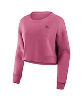 Fanatics Women's Pink Cincinnati Reds Relax Studio Cropped Pullover Sweatshirt
