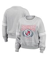 Wear By Erin Andrews Women's Heather Gray St. Louis Cardinals Domestic Crest Pullover Sweatshirt