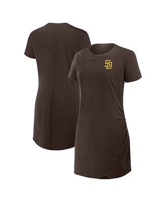 Fanatics Women's Brown San Diego Padres Relaxed fit Drape T-Shirt Dress