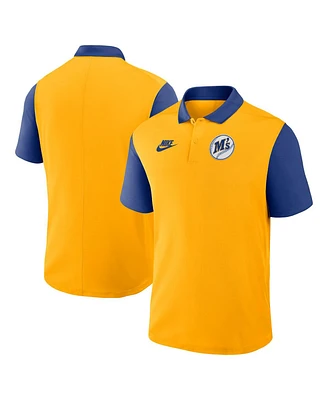 Nike Men's Gold/Royal Seattle Mariners Cooperstown Collection Color-Block Victory Performance Polo Shirt