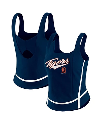 Wear By Erin Andrews Women's Navy Detroit Tigers Square Neck Tank Top