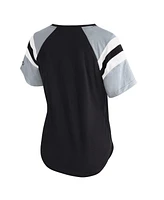 Starter Women's Black Las Vegas Raiders Game On Notch Neck Raglan T-Shirt