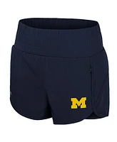 Colosseum Women's Navy Michigan Wolverines Stop By Smocked High Waist Shorts