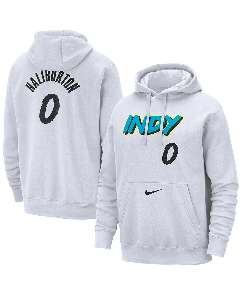 Nike Men's Tyrese Haliburton White Indiana Pacers 2024/25 City Edition Name Number Pullover Hoodie