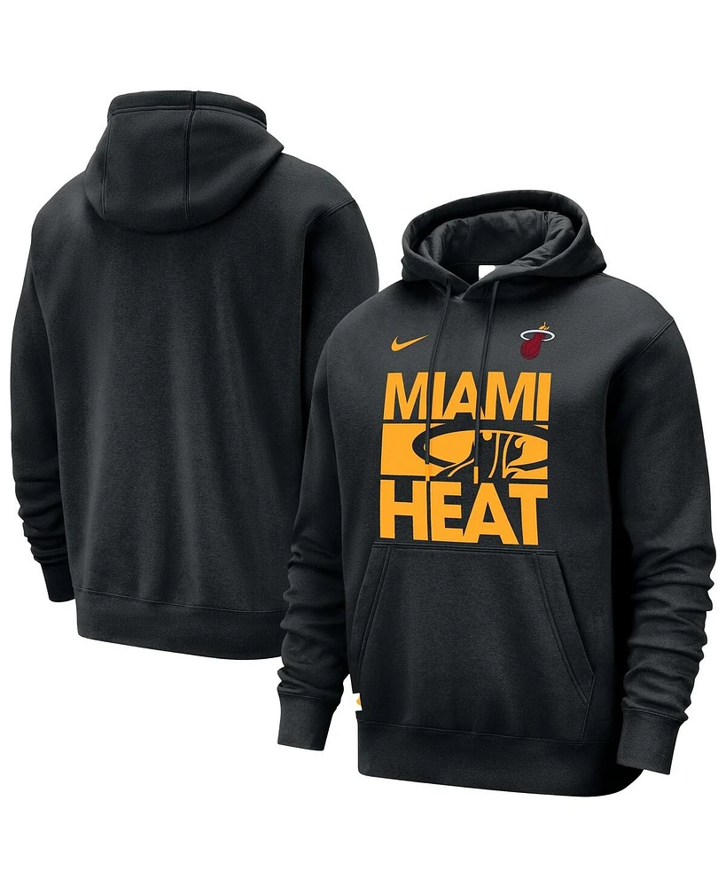 Nike Men's Black Miami Heat Courtside Club Pullover Hoodie