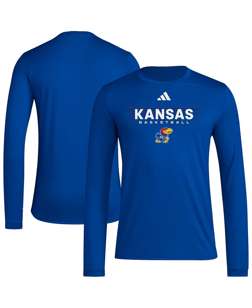 Adidas Men's Royal Kansas Jayhawks Locker On-Court the Fade Long Sleeve T-Shirt
