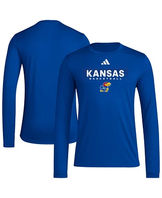 Adidas Men's Royal Kansas Jayhawks Locker On-Court the Fade Long Sleeve T-Shirt