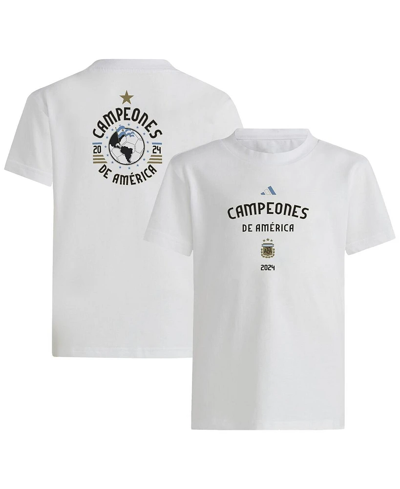 Adidas Big Boys and Girls White Argentina National Team 2024 Copa America s T-Shirt