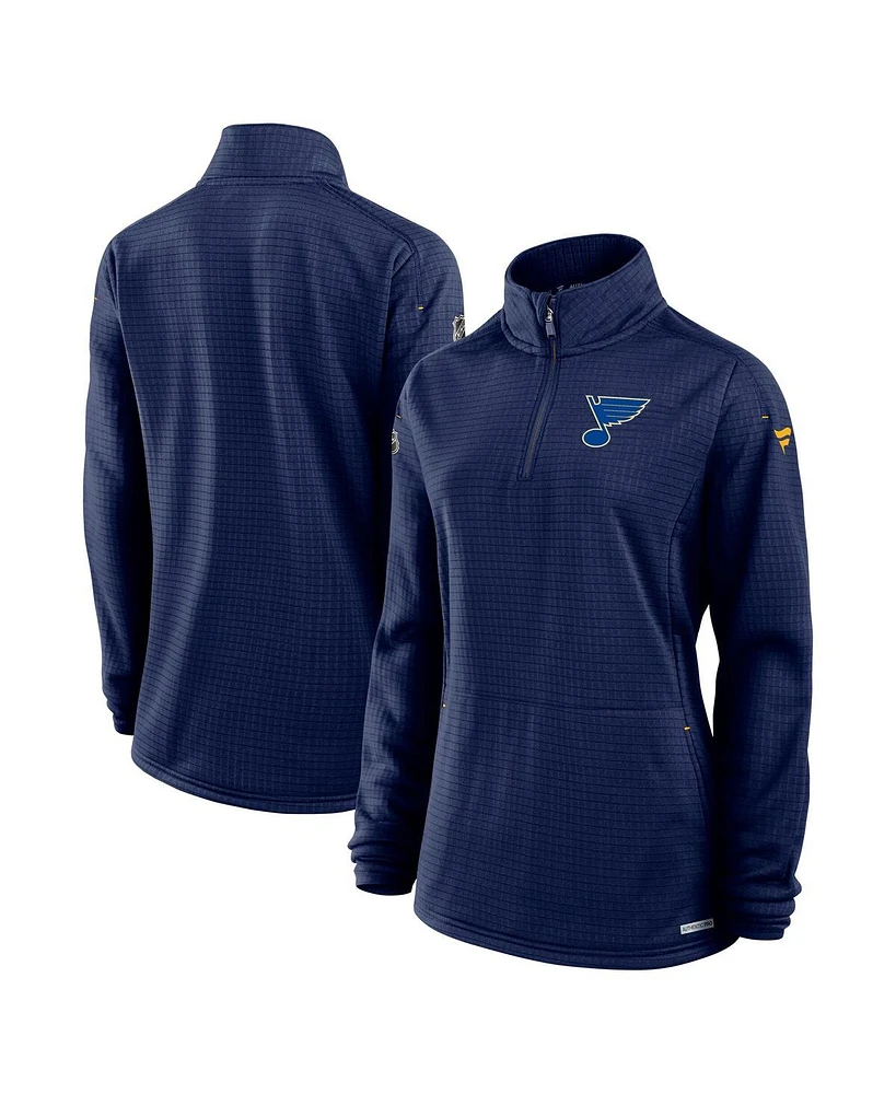 Fanatics Women's Navy St. Louis Blues Authentic Pro Rink Lightweight Quarter-Zip Pullover Top