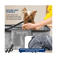SereneLife Portable Dog Bath Tub with Drain System & Leash Restraint, Gray/Black