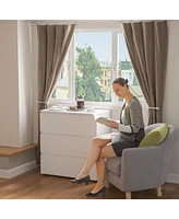 Bedside table with three drawers, multi-functional side table, end table in white wood, suitable for bedroom, living room, office