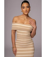 Jluxlabel Women's Off The Shoulder Striped Dress