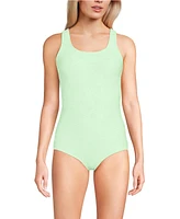 Lands' End Women's Long Tugless Low Leg Lace One Piece Swimsuit
