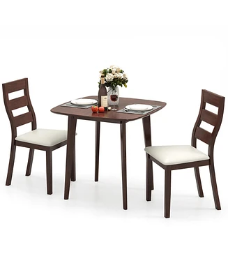 3-Piece Dining Table Set with Wooden Square Kitchen Table and 2 Chairs