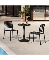 Outdoor Stackable Polypropylene Plastic Resin Dining Side Chairs (Set of 2)