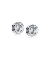 Bling Jewelry Set of 2 Symbolic Flower Ornate Fleur De Lis Charm Bead Sterling Silver