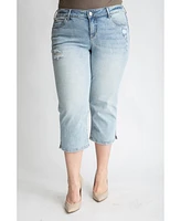 Slink Jeans Plus Denim Mid Rise Straight Crop with Slit 22.5" inseam