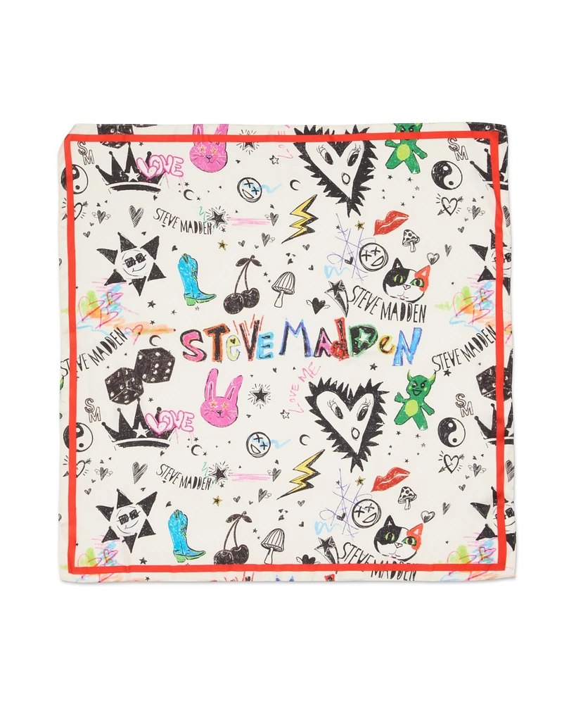 Steve Madden Doodling Print Square Satin Scarf