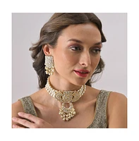 Sohi Women's Gold Plated Designer Stone Beaded Jewellery Set