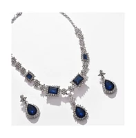 Sohi Women's Silver Plated Designer Stone Jewellery Set