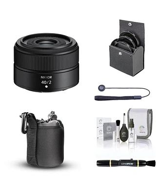 Nikon Nikkor Z 40mm f/2 Lens, Bundle with Bower 52mm Video Filter Kit, Lens Pouch, Lens Cleaner, Cleaning Kit, Lens Cap Tether