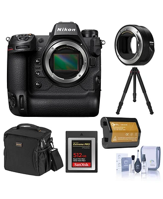 Nikon Z9 Mirrorless Camera with Ftz Ii Mount Adapter, Bundle with 512GB Memory Card, Battery, Tripod and Cleaning Kit