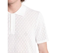 Paisley & Gray Men's Slim Fit Short Sleeve Diamond-Pattern Polo Shirt