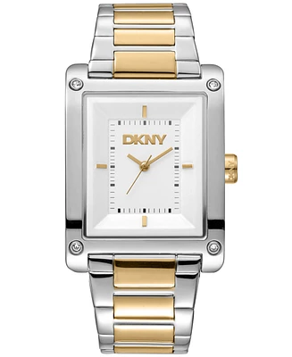 Dkny Women's Westside Maxi White Dial Gold Two-Tone Stainless Steel Bracelet Watch 31x41mm