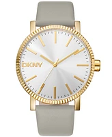 Dkny Women's Soho Maxi Brown Leather Strap Watch, 40mm