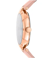 Dkny Women's Essential Logo Pink Leather Strap Watch, 38mm