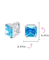 Bling Jewelry Set of 2 Large 5CT Square Cz Solitaire Clip-On Earrings Silver Plated 12MM