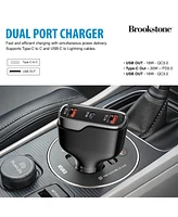 Brookstone Tripple Port Pd 50 Watt Rapid Car Charger and 4FT Lightning Cable Charging Kit