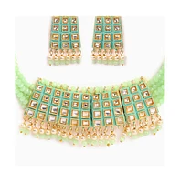 Sohi Women's Gold Plated Kundan Beaded Jewellery Set