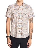 Paisley & Gray Men's Sawyer Slim Fit Short Sleeve Printed Button-Front Shirt