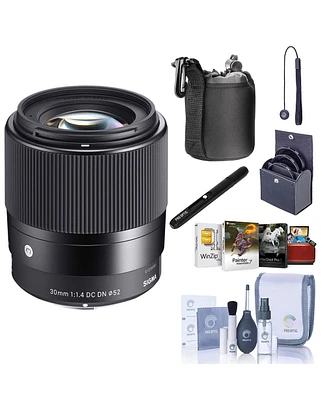 Sigma 30mm f/1.4 Dc Dn Contemporary Lens for Canon Ef-m, Bundle with ProOptic 52mm Filter Kit, Lens Cleaner, Lens Pouch, Cleaning Kit, Cap Keeper, Mac