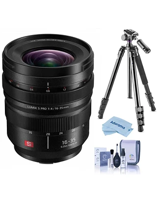 Panasonic Lumix S Pro 16-35mm f/4 Lens for L Mount, Bundle with Vanguard Alta Pro 264AT Tripod and Tbh-100 Head, Cleaning Kit, Cleaning Cloth