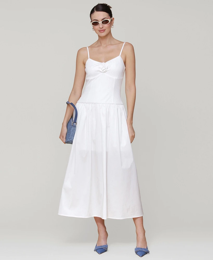 Avec Les Filles Women's Rosette-Trim Drop-Waist Midi Dress